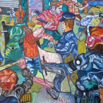 Art textile intitulée "" More Trouble Ever…" par Lautum, Œuvre d'art originale, Huile