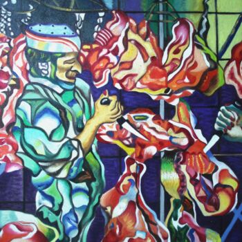 Art textile intitulée "Le désosseur " par Lautum, Œuvre d'art originale, Huile
