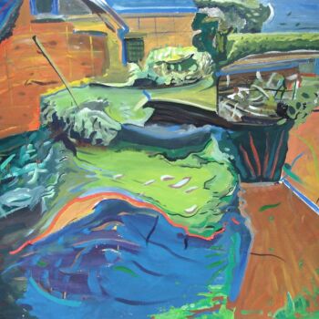 Art textile intitulée "Les remous du jardin" par Lautum, Œuvre d'art originale, Huile