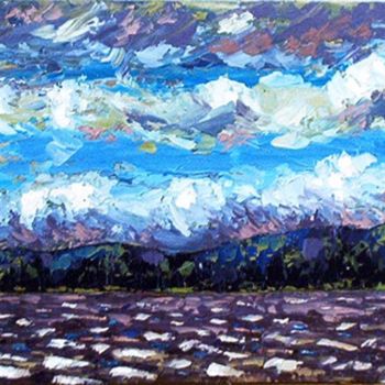 Pintura intitulada "evening sky, arrowh…" por Peter Crighton, Obras de arte originais, Óleo
