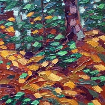 Painting titled "northern forest flo…" by Peter Crighton, Original Artwork, Oil