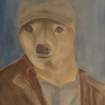 Drawing titled "Der Checker im Revi…" by Sigrid Helmlinger, Original Artwork, Chalk