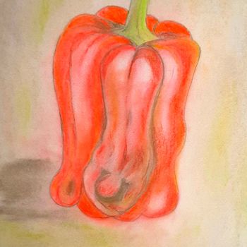 Disegno intitolato "Paprika mit Pepp" da Sigrid Helmlinger, Opera d'arte originale, Gesso