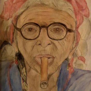 Desenho intitulada "Oma Cuba" por Sigrid Helmlinger, Obras de arte originais, Giz