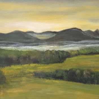 Malerei mit dem Titel "Landschaft" von Sigrid Helmlinger, Original-Kunstwerk, Aquarell