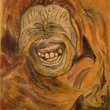 「Orang Utan」というタイトルの描画 Sigrid Helmlingerによって, オリジナルのアートワーク, チョーク