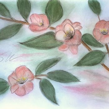 Malerei mit dem Titel "Apfelblüte" von Sigrid Helmlinger, Original-Kunstwerk, Pastell
