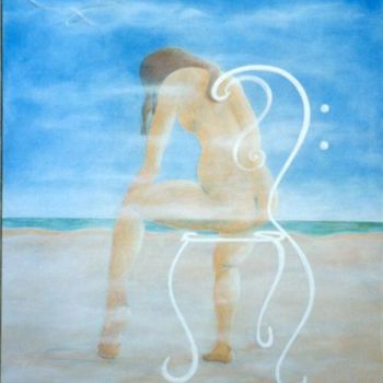 Schilderij getiteld "Femme à la plage" door Niute, Origineel Kunstwerk