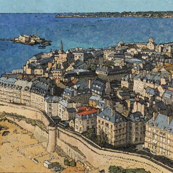 Peinture intitulée "Saint-Malo" par Olivier Lavorel, Œuvre d'art originale, Huile Monté sur Châssis en bois