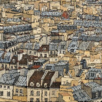 Pintura titulada "Paris-Fez, Ville Hy…" por Olivier Lavorel, Obra de arte original, Oleo