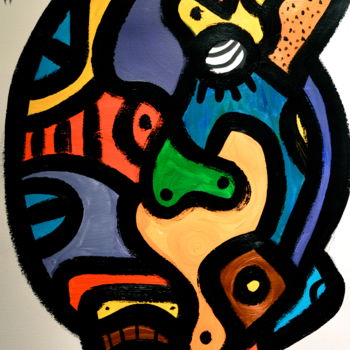 Peinture intitulée "Lion Mask" par Lawasi, Œuvre d'art originale, Acrylique