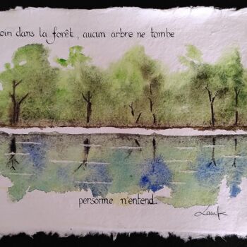 Pittura intitolato "Forêt lacustre" da Lawrence Poulet, Opera d'arte originale, Acquarello