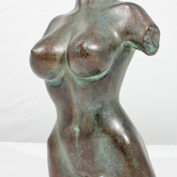 Sculpture titled "buste bronze vert" by Lawrence, Original Artwork, Metals