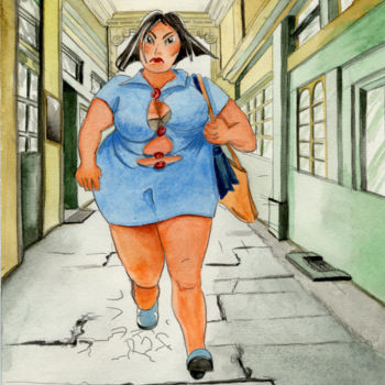 Painting titled "Brenda in the passa…" by Lawrence, Original Artwork, Watercolor