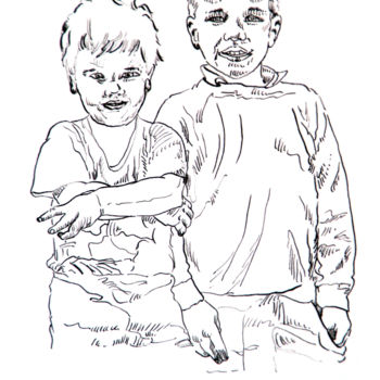 Drawing titled "FRERES" by Lawrence, Original Artwork