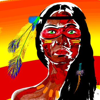 Painting titled "Squaw" by Lawrence, Original Artwork, Ink