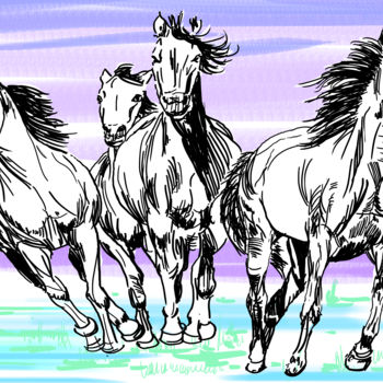 Drawing titled "horses galloping" by Lawrence, Original Artwork, Digital Photography