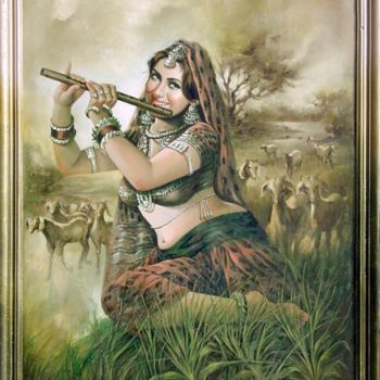 Pittura intitolato "Piccolo Girl" da Laxman Kumar Artist Delhi, Opera d'arte originale, Olio