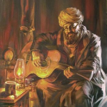 Painting titled "Silent Night" by Laxman Kumar Artist Delhi, Original Artwork, Oil