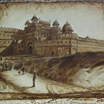 Schilderij getiteld "delhi-1911" door Laxman Kumar Artist Delhi, Origineel Kunstwerk, Olie