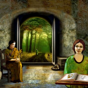 Digitale Kunst getiteld "Adagio en vert maje…" door Layachi Hamidouche, Origineel Kunstwerk, 2D Digital Work