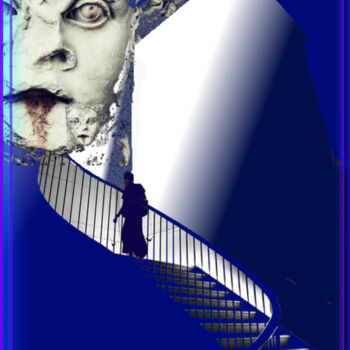 Peinture intitulée "escalier bleu" par Laydev, Œuvre d'art originale, Peinture numérique