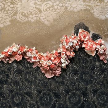 Collages titulada "Fleurs 008" por Liliana Lazar, Obra de arte original, Collages Montado en Bastidor de camilla de madera