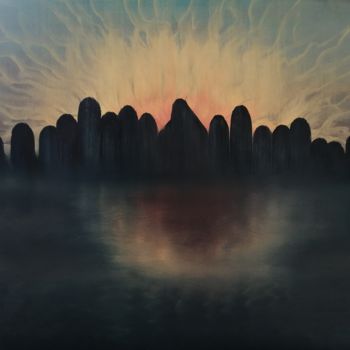 Malerei mit dem Titel "City at twilight" von Liliana Lazar, Original-Kunstwerk, Öl Auf Keilrahmen aus Holz montiert