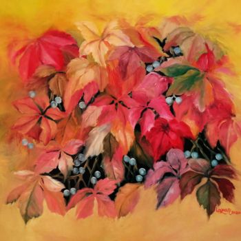Painting titled "Late autumn" by Liliana Lazar, Original Artwork, Oil Mounted on Wood Stretcher frame