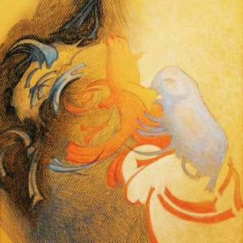 Disegno intitolato "Un peu... feu... je…" da Liliana Lazar, Opera d'arte originale, Pastello