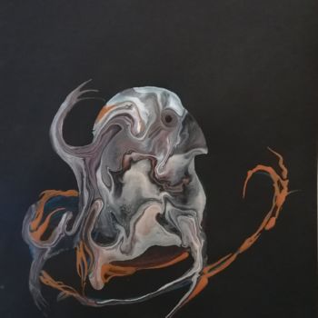 Painting titled "Monsieur Mo" by Liliana Lazar, Original Artwork, Acrylic Mounted on Other rigid panel