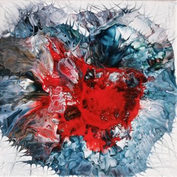 제목이 "Rouge par bleu"인 미술작품 Liliana Lazar로, 원작, 아크릴 나무 들것 프레임에 장착됨
