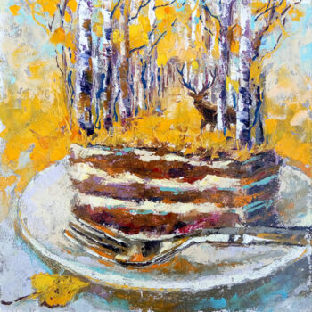 Peinture intitulée "Forest Cake" par Valerie Lazareva, Œuvre d'art originale, Huile