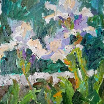 Painting titled "Irises/2022" by Valerie Lazareva, Original Artwork, Oil