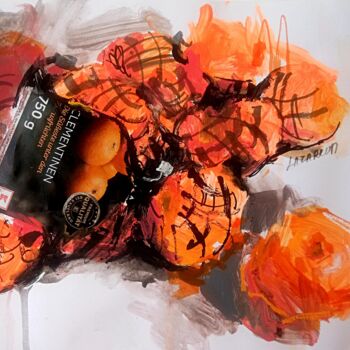 Peinture intitulée "Sketch Tangerines#1" par Valerie Lazareva, Œuvre d'art originale, Acrylique