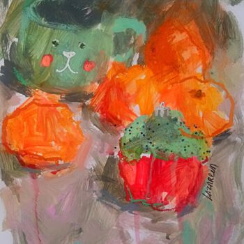 Pintura intitulada "Sketch Tangerines#2" por Valerie Lazareva, Obras de arte originais, Acrílico