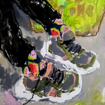 Schilderij getiteld "Socks with watermel…" door Valerie Lazareva, Origineel Kunstwerk, Acryl