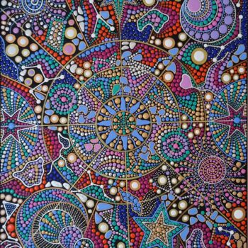 Картина под названием "Galaxy" - Oxana Lazari, Подлинное произведение искусства, Акрил Установлен на Деревянная рама для нос…