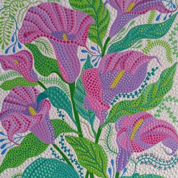 "Bouquet of lilies" başlıklı Tablo Oxana Lazari tarafından, Orijinal sanat, Akrilik Ahşap Sedye çerçevesi üzerine monte edil…