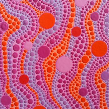 Картина под названием "Pink Dotscape" - Oxana Lazari, Подлинное произведение искусства, Акрил Установлен на Деревянная рама…