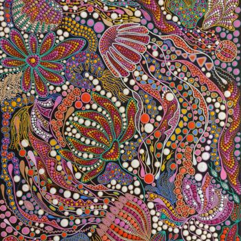 Pittura intitolato "Pink jellyfish" da Oxana Lazari, Opera d'arte originale, Acrilico Montato su Telaio per barella in legno