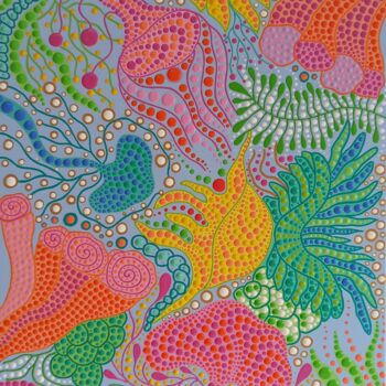 제목이 "Corals"인 미술작품 Oxana Lazari로, 원작, 아크릴 나무 들것 프레임에 장착됨