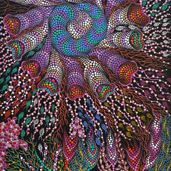 「Coral reef」というタイトルの絵画 Oxana Lazariによって, オリジナルのアートワーク, アクリル ウッドストレッチャーフレームにマウント
