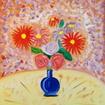 Painting titled "Vaso di Fiori" by Aurelio Nicolazzo, Original Artwork, Oil