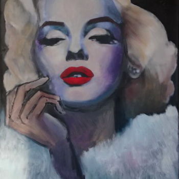 Painting titled "MARILYN 1.20" by Lazzate Maral, Original Artwork, Oil Mounted on Wood Stretcher frame