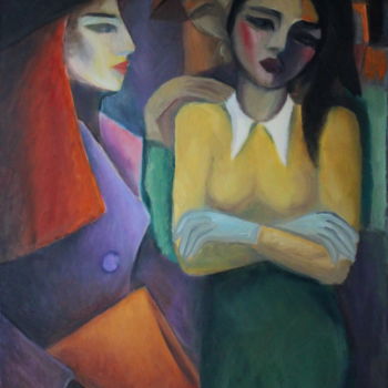 Painting titled "CHANSON 2006" by Lazzate Maral, Original Artwork, Oil Mounted on Wood Stretcher frame