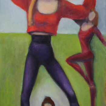 Painting titled "MEDITATION. DANSE." by Lazzate Maral, Original Artwork, Oil Mounted on Wood Stretcher frame