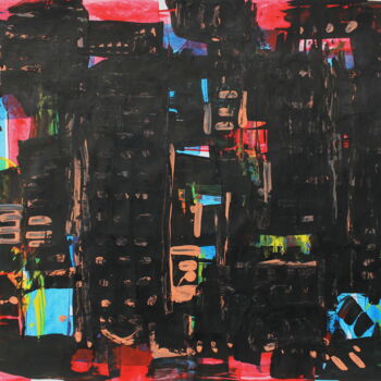 Schilderij getiteld "URBAIN-NOCTURNE" door Lazzate Maral, Origineel Kunstwerk, Acryl