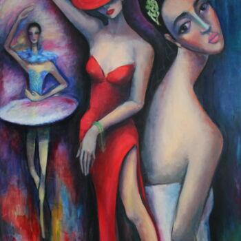 Painting titled "SAISON ORIENTALE 2" by Lazzate Maral, Original Artwork, Oil Mounted on Wood Stretcher frame