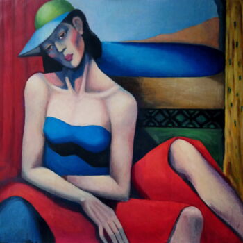 Painting titled "MISTRAL23" by Lazzate Maral, Original Artwork, Oil Mounted on Wood Stretcher frame
